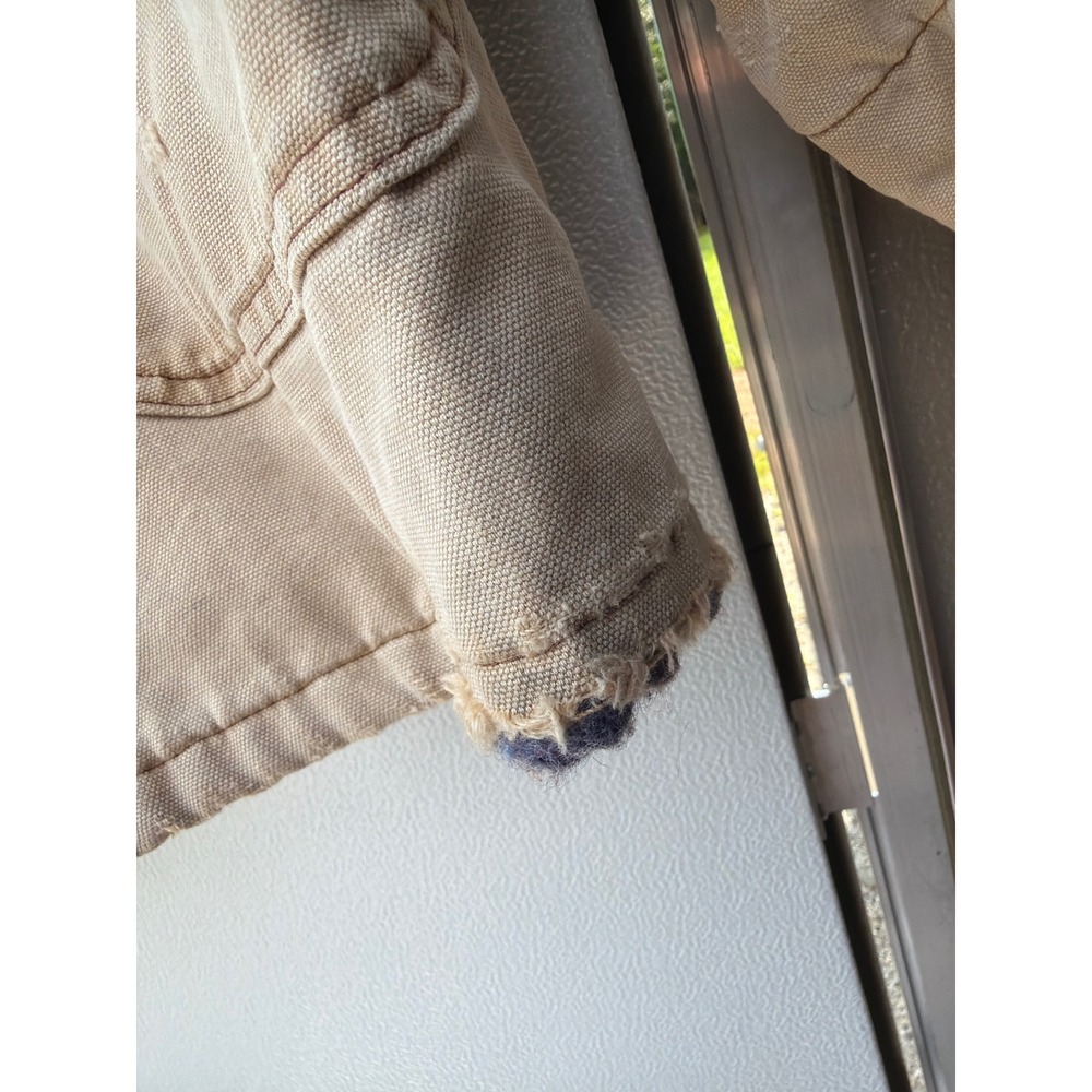 Vintage Carhartt Barn Chore Coat Tan Blanket Lined Distressed Duck Canvas Mens - Picture 2 of 5